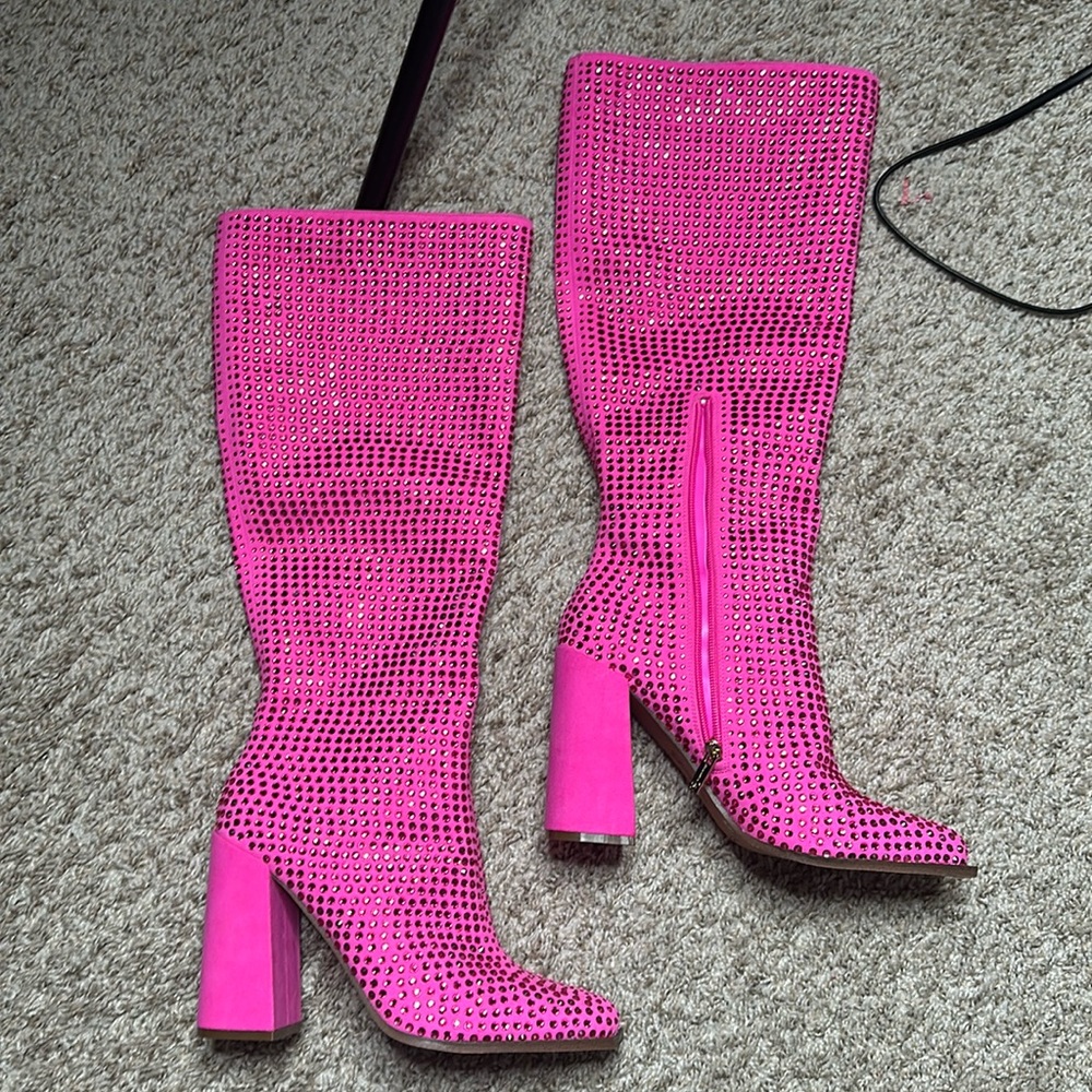 Brand new pink rhinestone boots